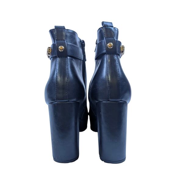 Juicy Couture Python Womens 9 Block Heel Zip Up Ankle Boots Faux Leather Jeweled - Picture 3 of 12